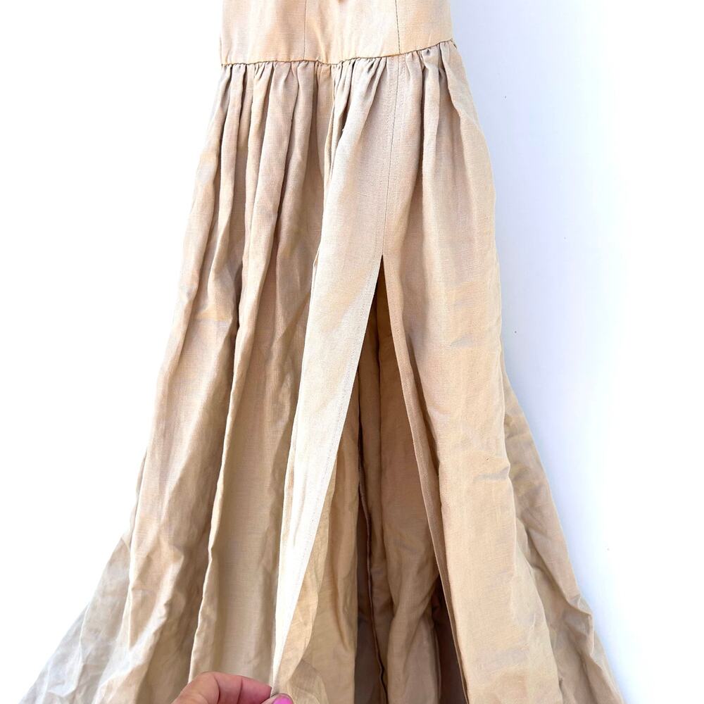 Tularosa Saylor Maxi Dress Linen Cappuccino Beige Tan XS Backless Drop Waist - Picture 9 of 13